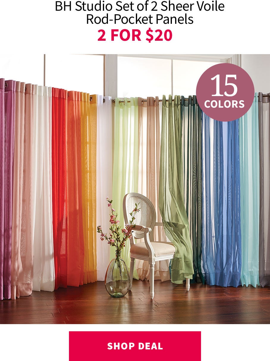 BH STUDIO SET OF 2 SHEER VOILE ROD-POCKET PANELS 2 FOR $20