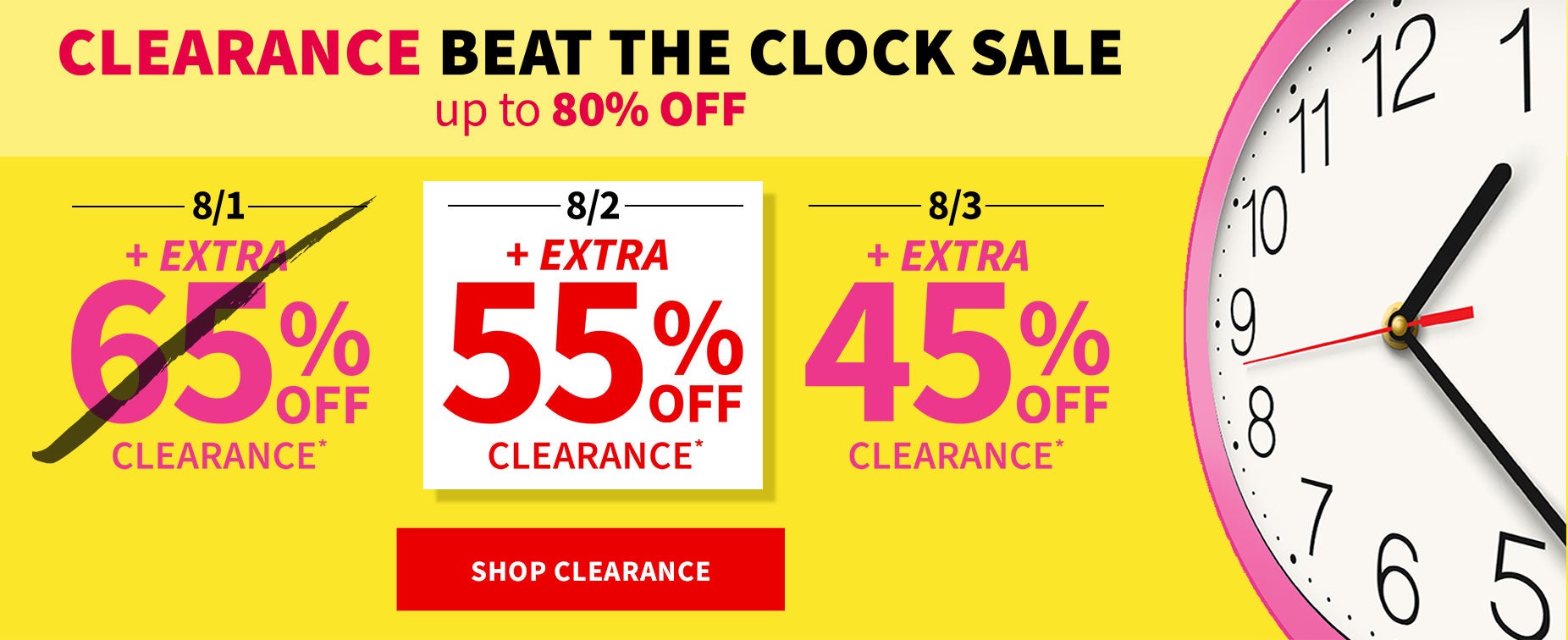 Clearance beat the clock sale!