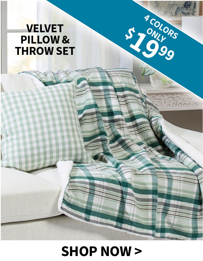 Velvet Pillow & Throw Set $19.99