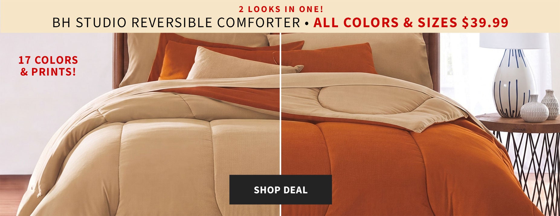 BH STUDIO REVERSIBLE COMFORTER $39.99