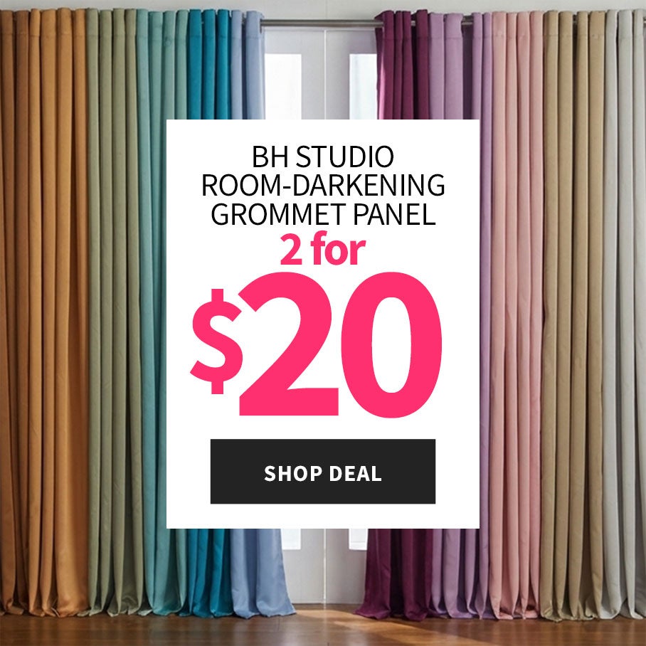 2 For $20 BH Studio Room Darkening Grommet Panel 