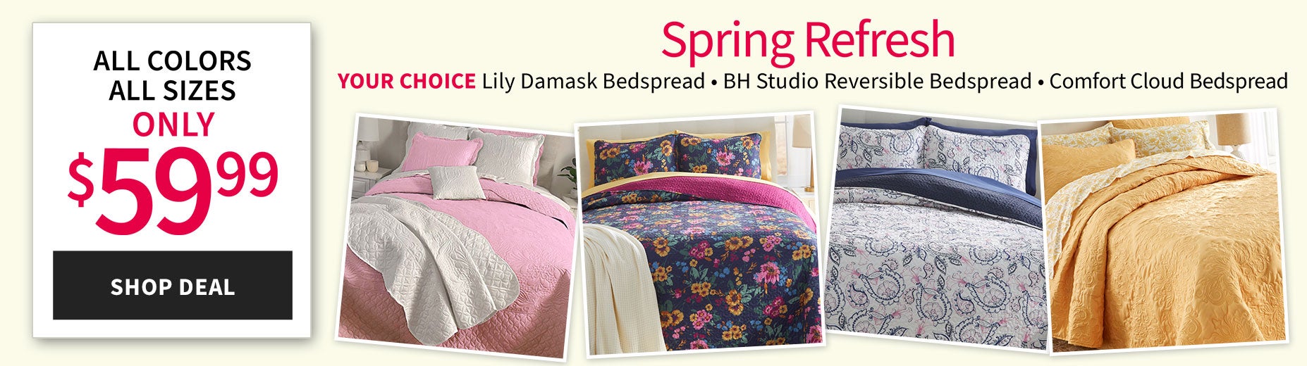LILY DAMASK BEDSPREAD + BH STUDIO REVERSIBLE BEDSPREAD + COMFORT CLOUD BEDSPREAD ALL COLORS & SIZES $59.99